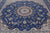 Blue 10' Square Persian Nain Hand Knotted Wool & Silk Rug - Q24009
