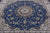Blue 9' Square Persian Nain Handmade Wool & Silk Rug - Q24016