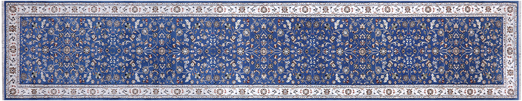 Blue 2' 9" X 14' 7" Persian Nain Handmade Wool & Silk Runner Rug - Q24030