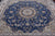 Blue 8' Square Persian Nain Handmade Wool & Silk Rug - Q24038