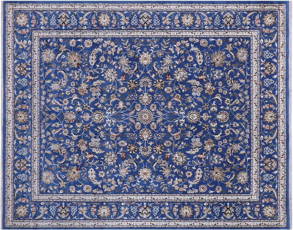 Blue Persian Nain Handmade Wool & Silk Rug 8' 0" X 10' 1" - Q24047