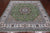 Green 8' Square Wool & Silk Persian Nain Hand Knotted Rug - Q24061