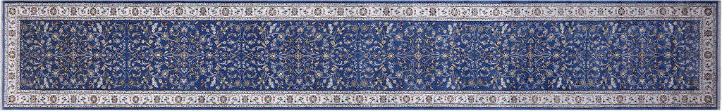 Blue 2' 9" X 17' 10" Persian Nain Handmade Wool & Silk Runner Rug - Q24067