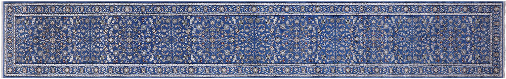 Blue Persian Nain Handmade Wool & Silk Runner Rug 2' 9" X 17' 11" - Q24068