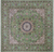 Green 9' Square Persian Nain Hand-Knotted Wool & Silk Rug - Q24077