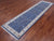 Blue 2' 9" X 10' 2" Wool & Silk Persian Nain Hand Knotted Runner Rug - Q24081