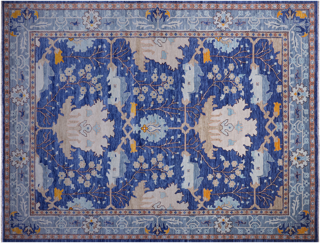 Blue William Morris Hand Knotted Wool Rug 13' 4" X 17' 7" - Q24117