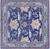 Blue 7' Square William Morris Handmade Wool Rug - Q24119