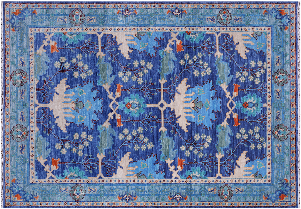 Blue 6' 2" X 8' 11" William Morris Handmade Wool Rug - Q23694