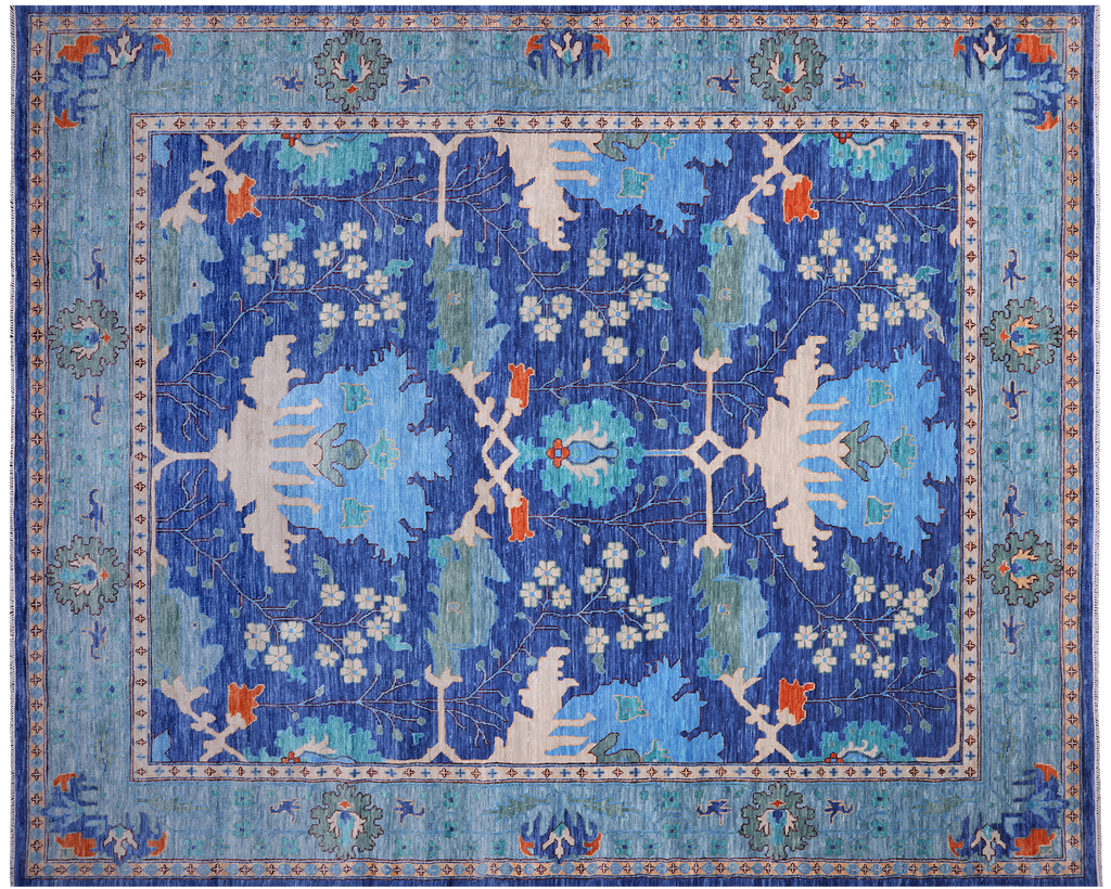 Blue 12' 3" X 15' 2" William Morris Hand Knotted Wool Rug - Q24123