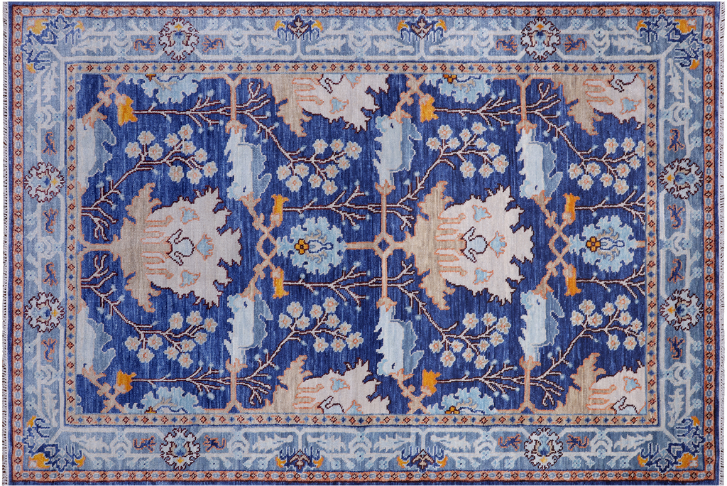 Blue 6' 2" X 9' 1" William Morris Hand Knotted Wool Rug - Q24126