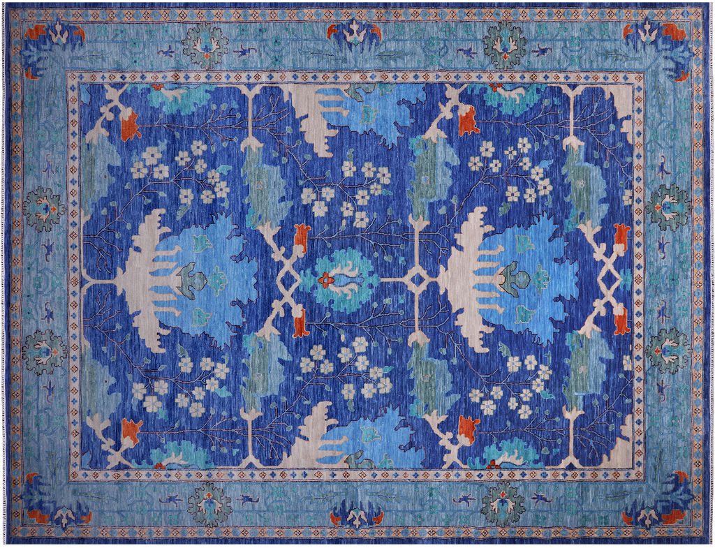 Blue 13' 2" X 17' 3" William Morris Handmade Wool Rug - Q24127