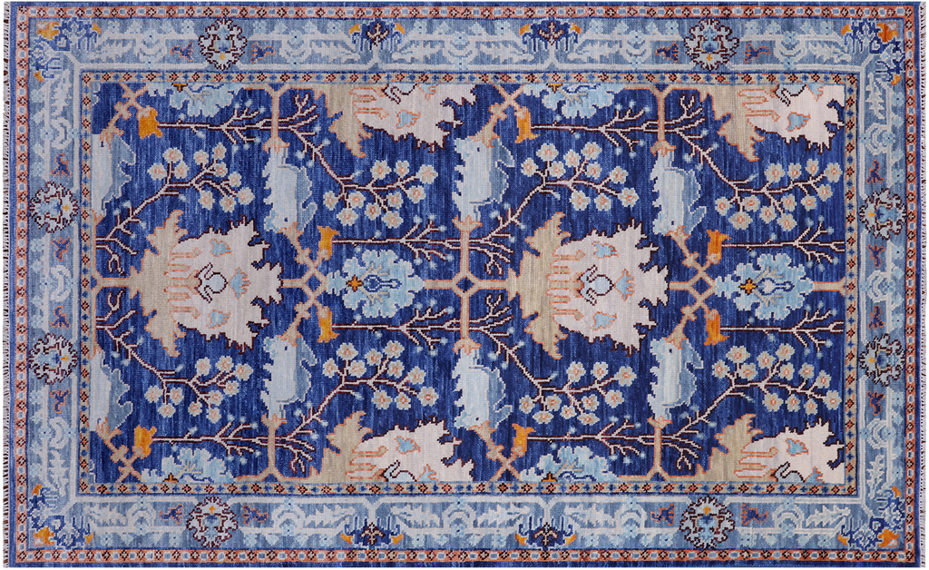 Blue 5' 2" X 8' 5" William Morris Hand Knotted Wool Rug - Q24129