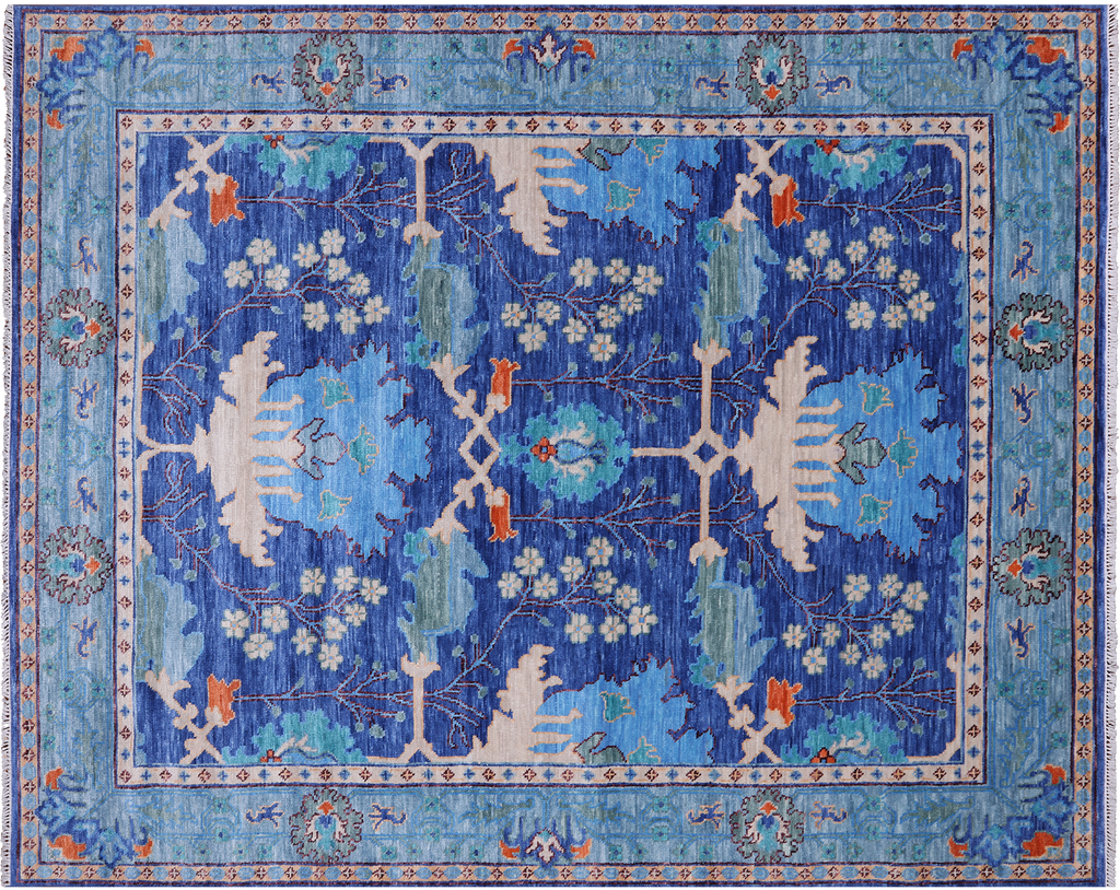 Blue 8' 1" X 9' 10" William Morris Hand Knotted Wool Rug - Q24135