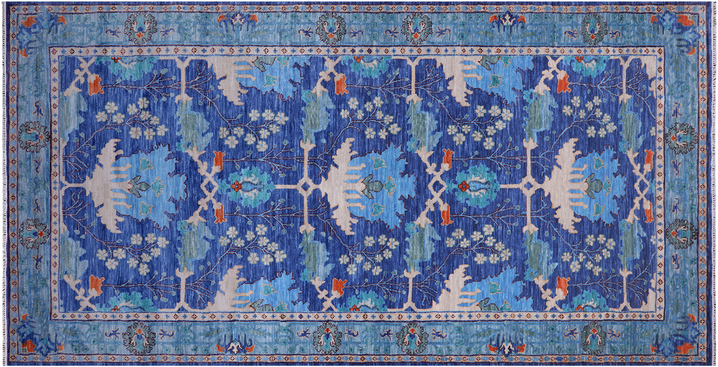 Blue William Morris Handmade Wool Rug 8' 1" X 16' 3" - Q24137