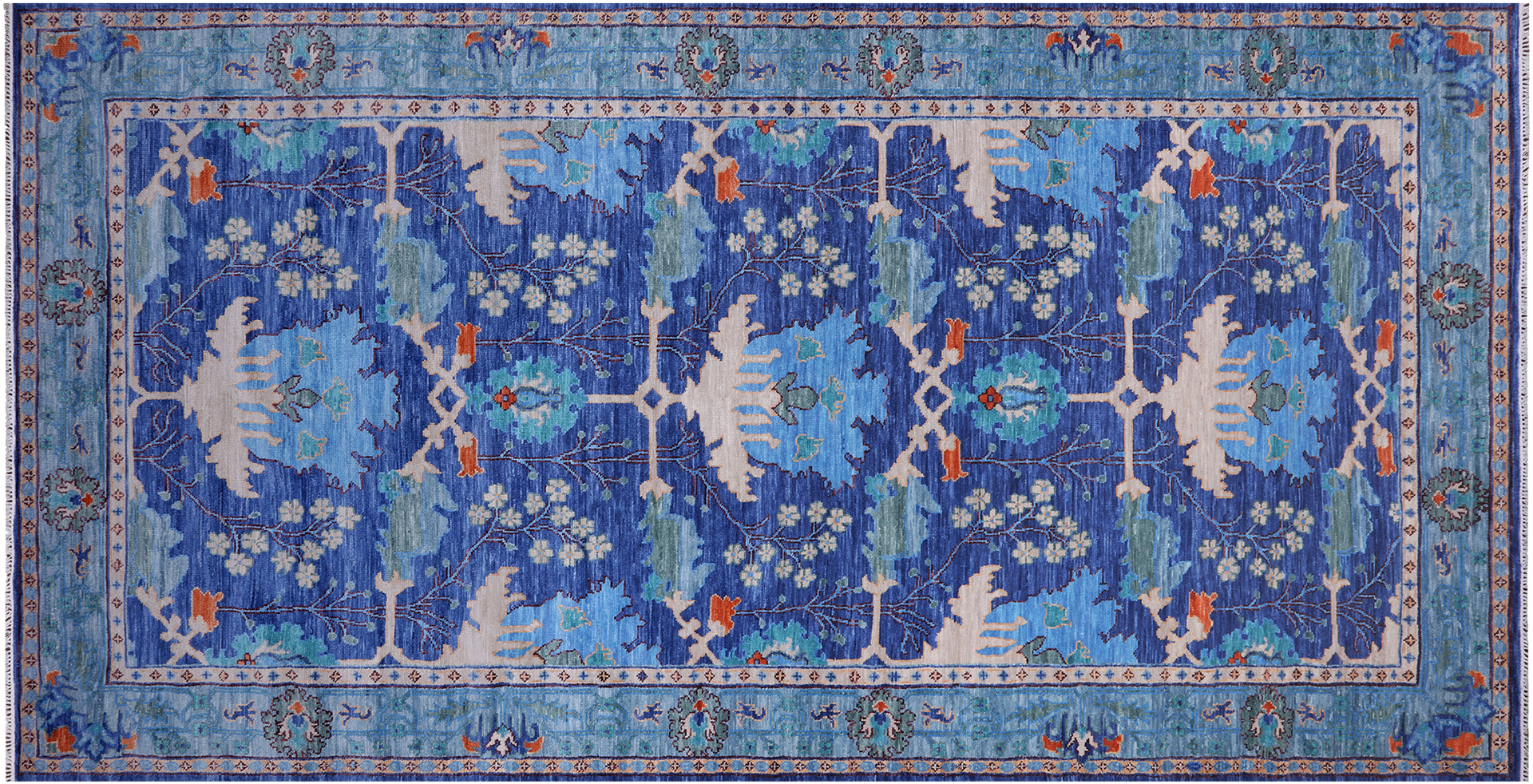 Blue William Morris Handmade Wool Rug 8' 1