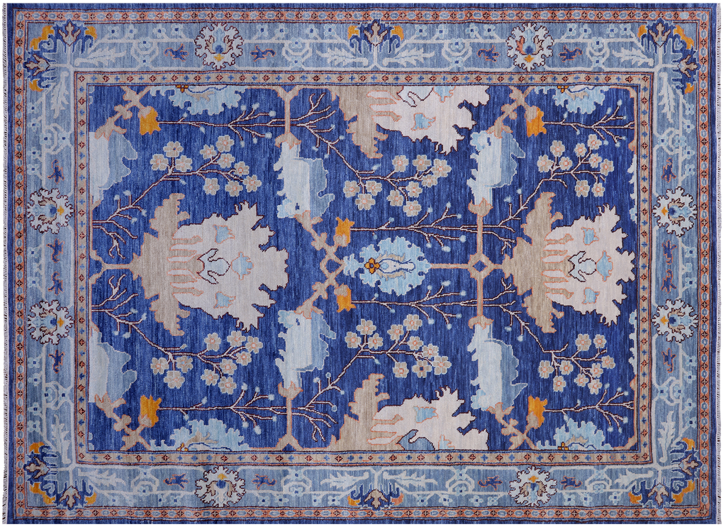 Blue William Morris Handmade Wool Rug 9' 1" X 12' 5" - Q24144