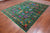 Green 7' 10" X 10' 6" Persian Tabriz Handmade 100% Silk Rug - Q24160