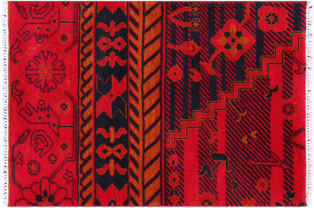 Red Peshawar Hand-Knotted Wool Rug 2' 1" X 3' 1" - Q24175