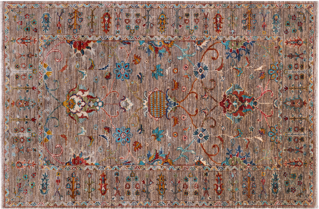 4' 1" X 5' 11" Persian Tabriz Hand-Knotted Wool Rug - Q24176