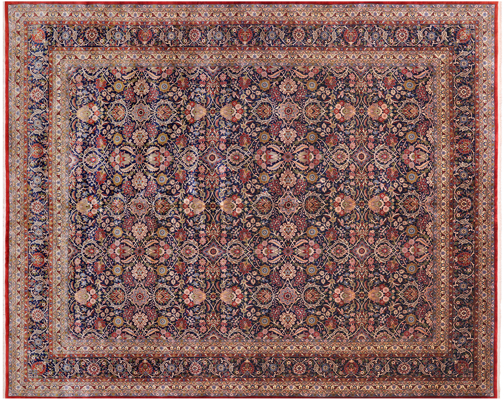 Navy Blue 12' 0" X 15' 0" Persian Tabriz Handmade Wool Rug - Q24179