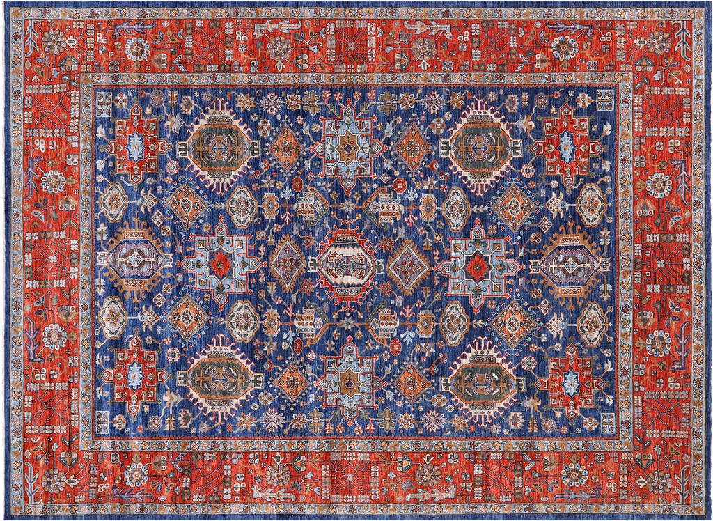 Blue Persian Heriz Serapi Hand Knotted Wool Rug 8' 10" X 12' 0" - Q24184