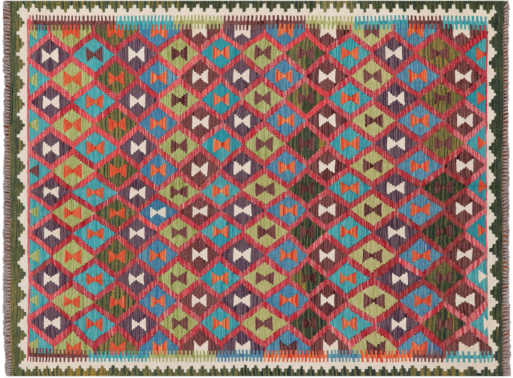 SUPER SALE 5' 0" X 6' 7" Reversible Kilim Flat Weave Wool On Wool Rug - Q24195