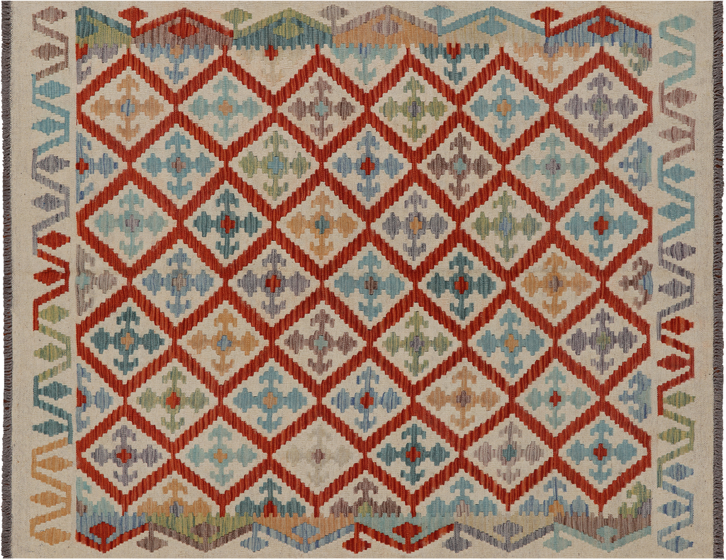 SUPER SALE 5' 2" X 6' 6" Reversible Kilim Flat Weave Wool On Wool Rug - Q24198