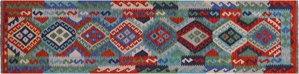 SUPER SALE 2' 6" X 9' 9" Reversible Kilim Flat Weave Wool On Wool Runner Rug - Q24206