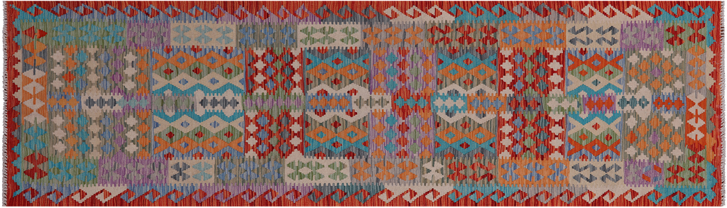 SUPER SALE 2' 8" X 9' 7" Reversible Kilim Flat Weave Wool On Wool Runner Rug - Q24211