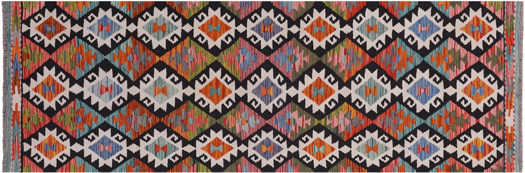 SUPER SALE 2' 8" X 8' 0" Runner Reversible Kilim Flat Weave Wool On Wool Rug - Q24214