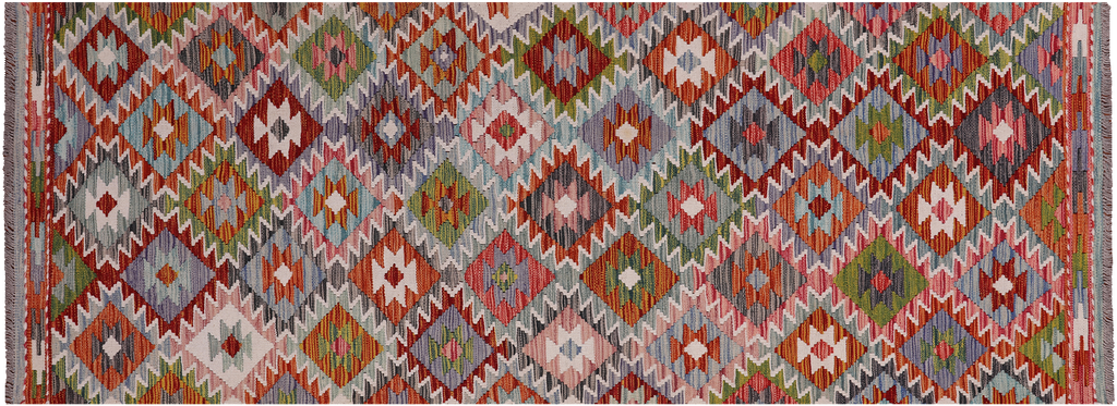 SUPER SALE 3' 0" X 8' 0" Reversible Kilim Flat Weave Wool On Wool Runner Rug - Q24216