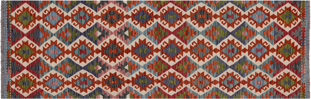 SUPER SALE 2' 8" X 8' 3" Runner Reversible Kilim Flat Weave Wool On Wool Rug - Q24217