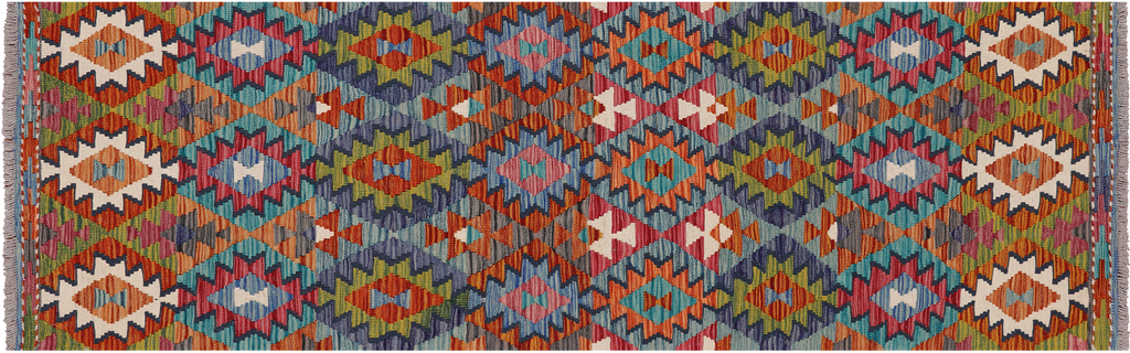 SUPER SALE 2' 6" X 8' 0" Reversible Kilim Flat Weave Wool On Wool Runner Rug - Q24220