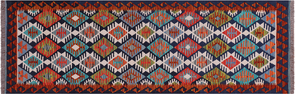 SUPER SALE 2' 8" X 8' 0" Runner Reversible Kilim Flat Weave Wool On Wool Rug - Q24221