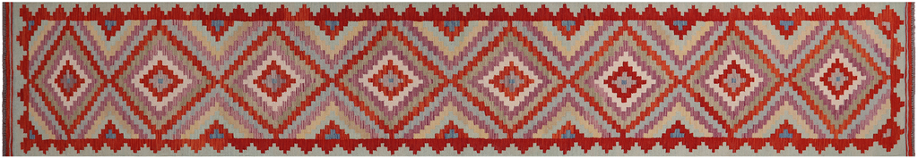 SUPER SALE 2' 9" X 16' 1" Runner Reversible Kilim Flat Weave Wool On Wool Rug - Q24226