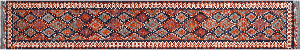 SUPER SALE 2' 9" X 15' 10" Runner Reversible Kilim Flat Weave Wool On Wool Rug - Q24230