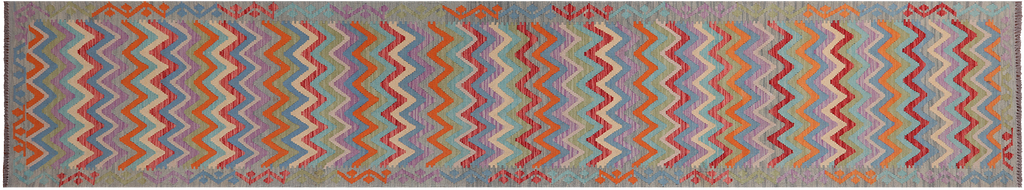 SUPER SALE 2' 10" X 15' 8" Runner Reversible Kilim Flat Weave Wool On Wool Rug - Q24232