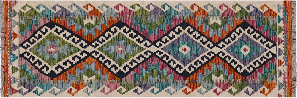 SUPER SALE 1' 10" X 5' 0" Reversible Kilim Flat Weave Wool On Wool Runner Rug - Q24234