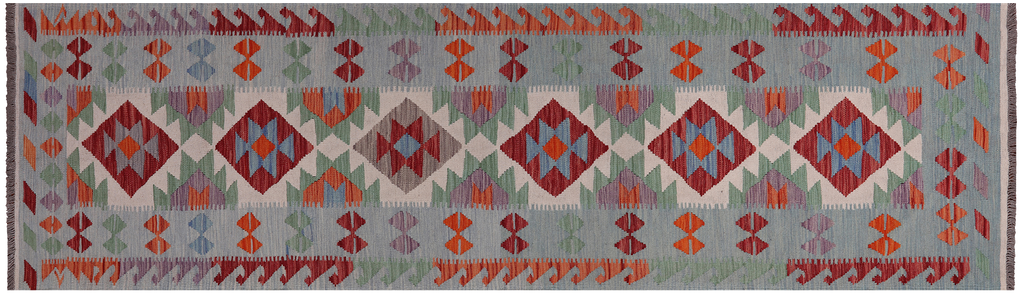 SUPER SALE 2' 8" X 9' 6" Reversible Kilim Flat Weave Wool On Wool Runner Rug - Q24239