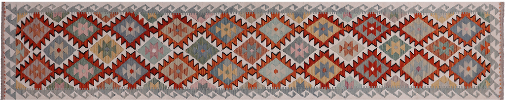 SUPER SALE 2' 7" X 13' 5" Reversible Kilim Flat Weave Wool On Wool Rug Runner - Q24241