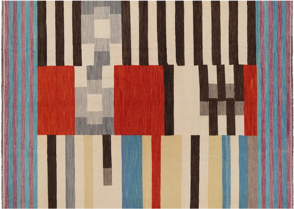 SUPER SALE 8' 3" X 11' 5" Reversible Kilim Flat Weave Wool On Wool Rug - Q24267