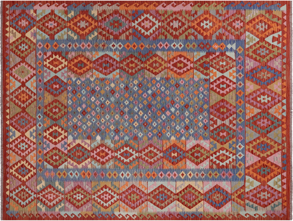 SUPER SALE 8' 5" X 11' 1" Reversible Kilim Flat Weave Wool On Wool Rug - Q24268