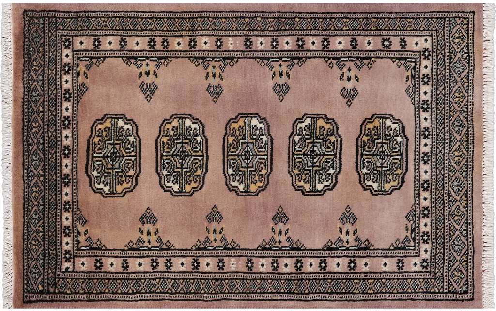 Light Brown 2' 0" X 3' 1" Silky Bokhara Hand-Knotted Wool Rug - Q24287