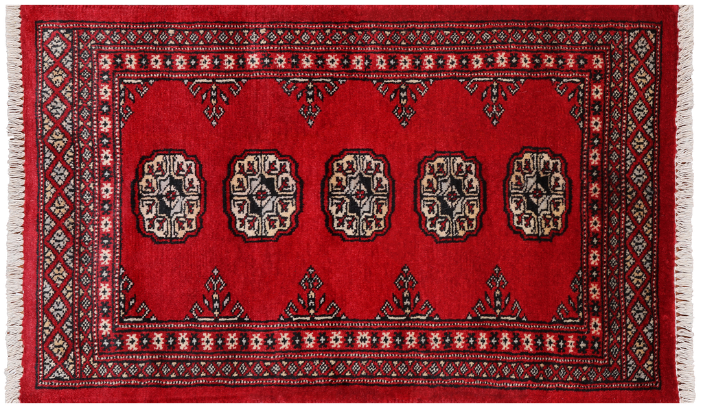 Red 2' 0" X 3' 3" Silky Bokhara Hand Knotted Wool Rug - Q24301