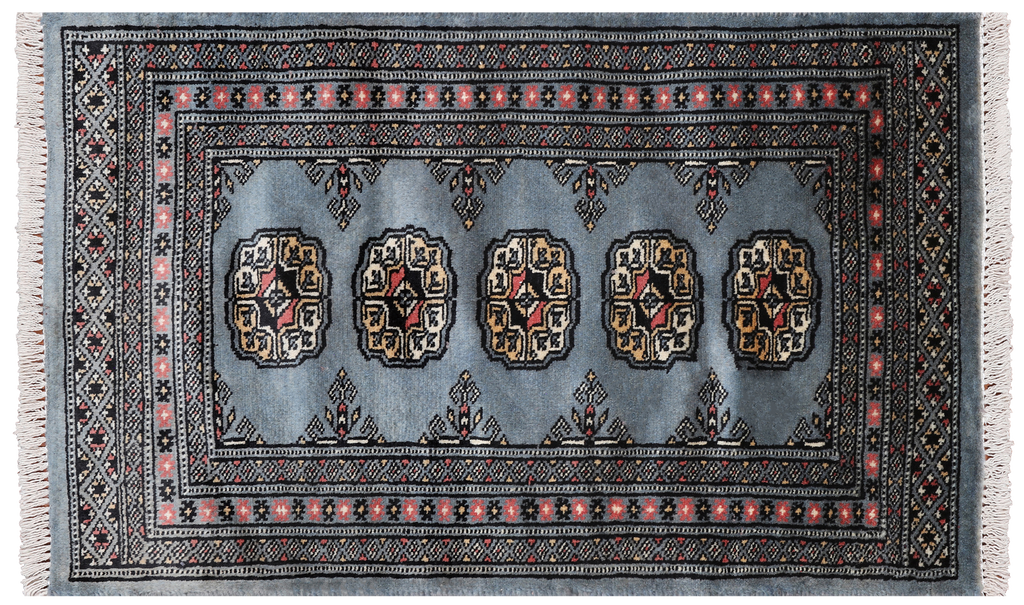 Grey 2' 0" X 3' 2" Silky Bokhara Hand Knotted Wool Rug - Q24331