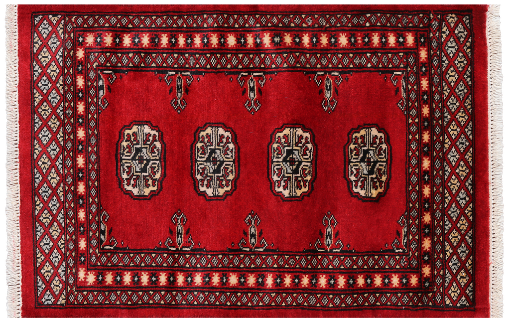 Red 2' 1" X 3' 1" Silky Bokhara Handmade Wool Rug - Q24332