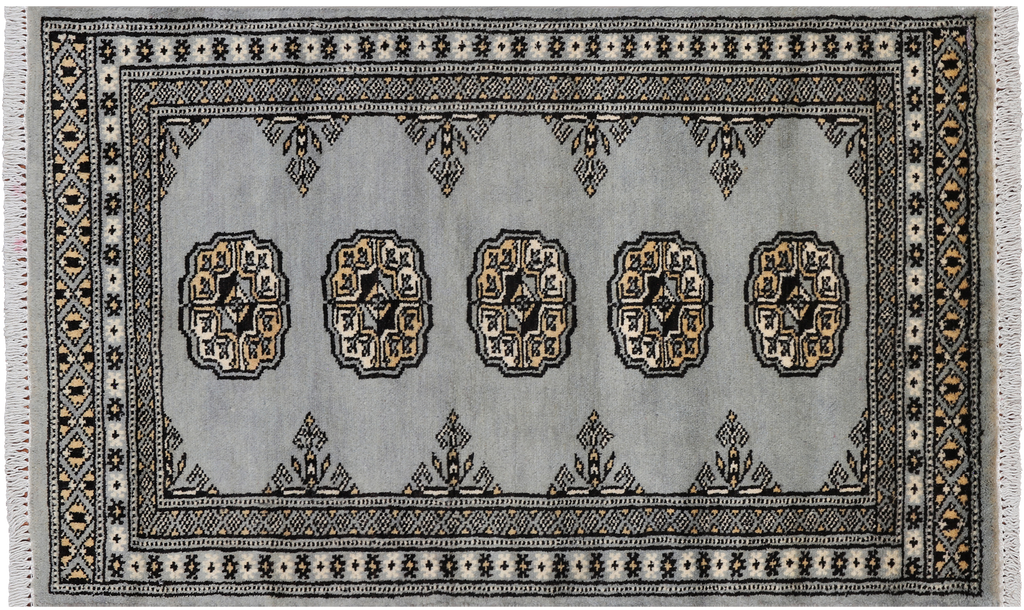 Grey 2' 0" X 3' 4" Silky Bokhara Hand Knotted Wool Rug - Q24342