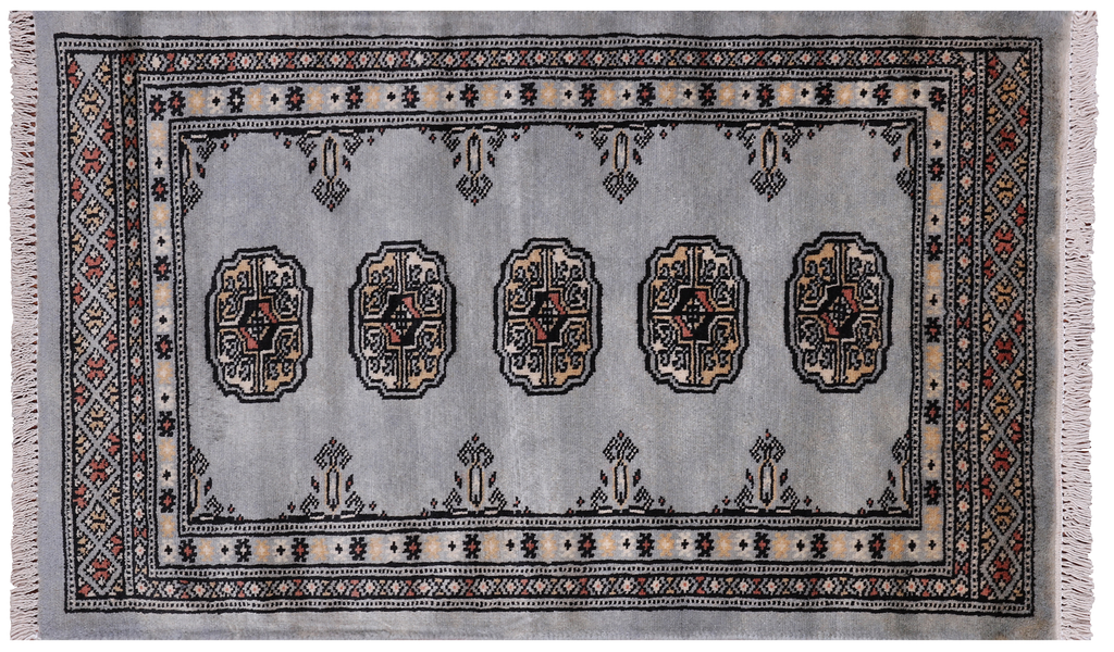 Grey 2' 0" X 3' 2" Silky Bokhara Hand-Knotted Wool Rug - Q24360