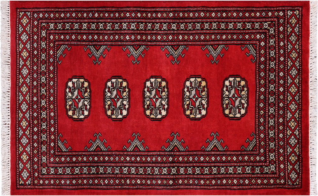 Red 2' 0" X 3' 1" Silky Bokhara Handmade Wool Rug - Q24361